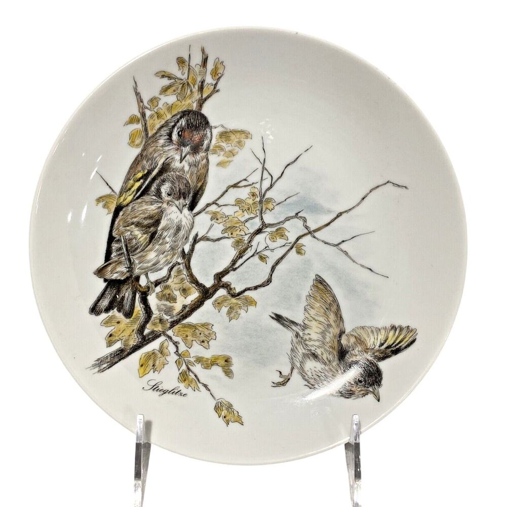 Vintage Kaiser W Germany Fine Porcelain Nature Bird Plate Stieglitre Goldfinch